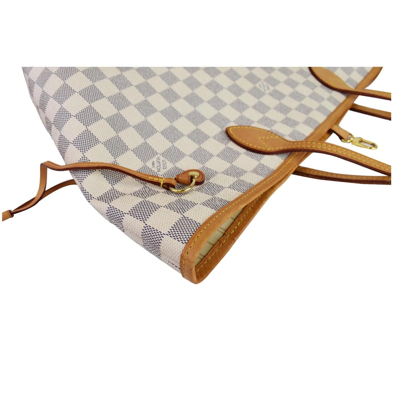 LOUIS VUITTON Neverfull MM Damier Azur Tote Shoulder Bag White