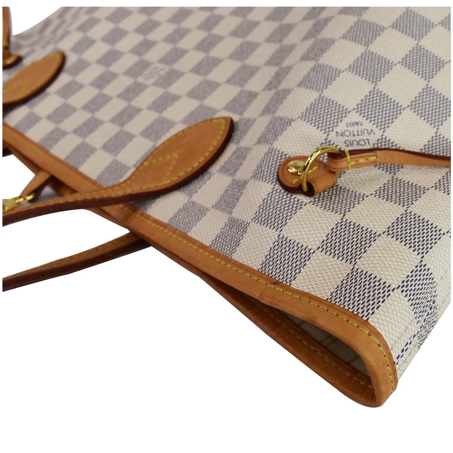 LOUIS VUITTON Neverfull MM Damier Azur Tote Shoulder Bag White