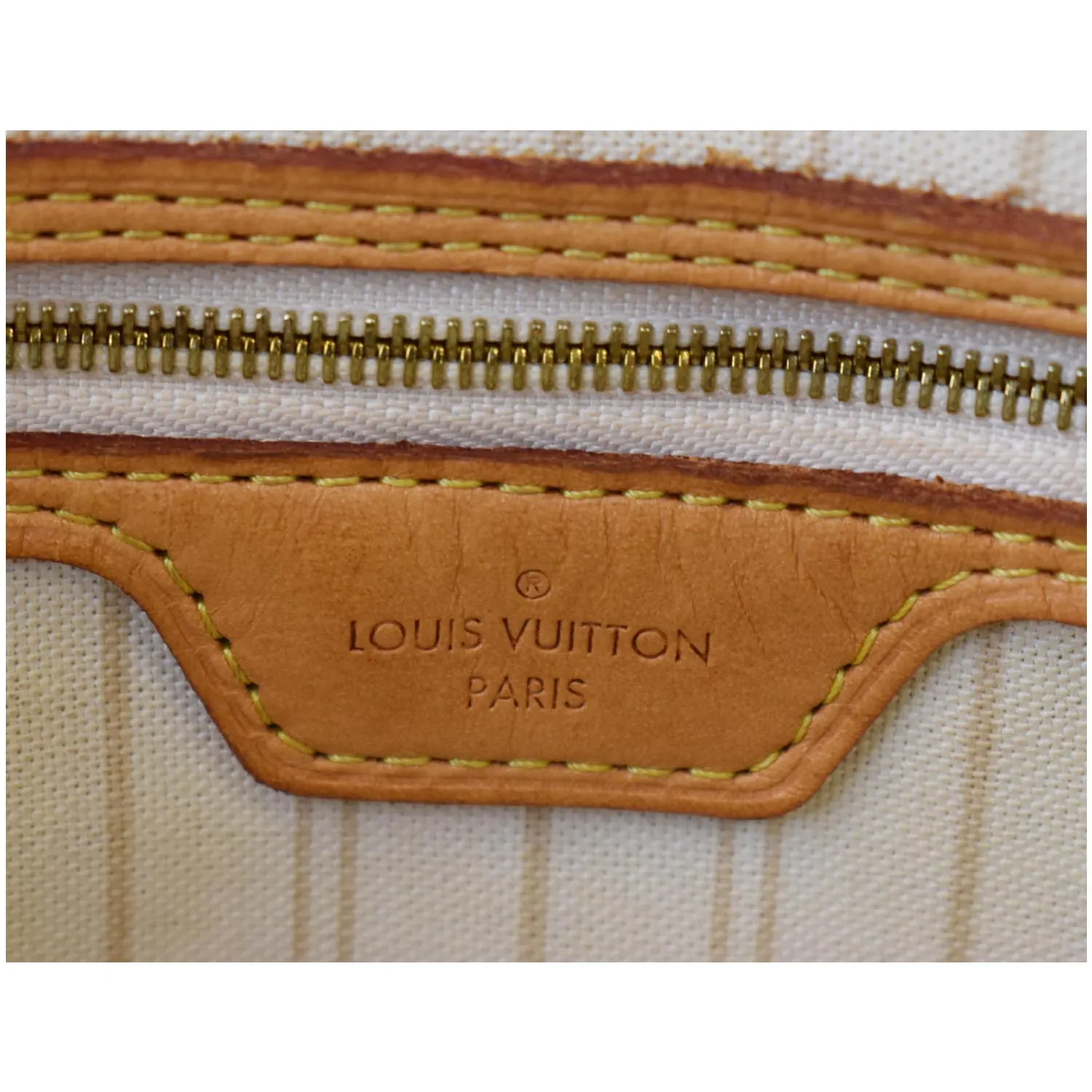 LOUIS VUITTON Neverfull MM Damier Azur Tote Shoulder Bag White