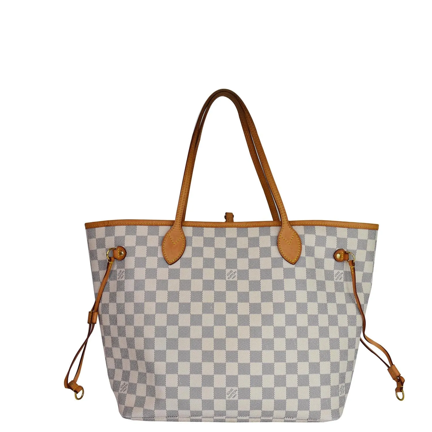 LOUIS VUITTON Neverfull MM Damier Azur Tote Shoulder Bag White