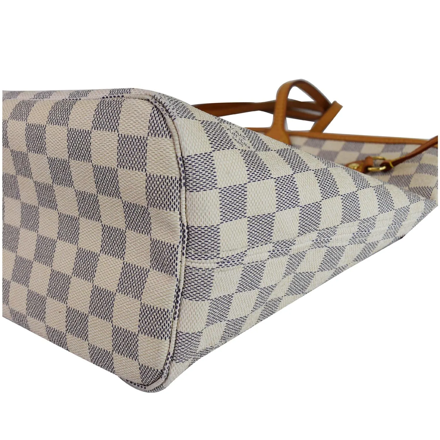LOUIS VUITTON Neverfull MM Damier Azur Tote Shoulder Bag White