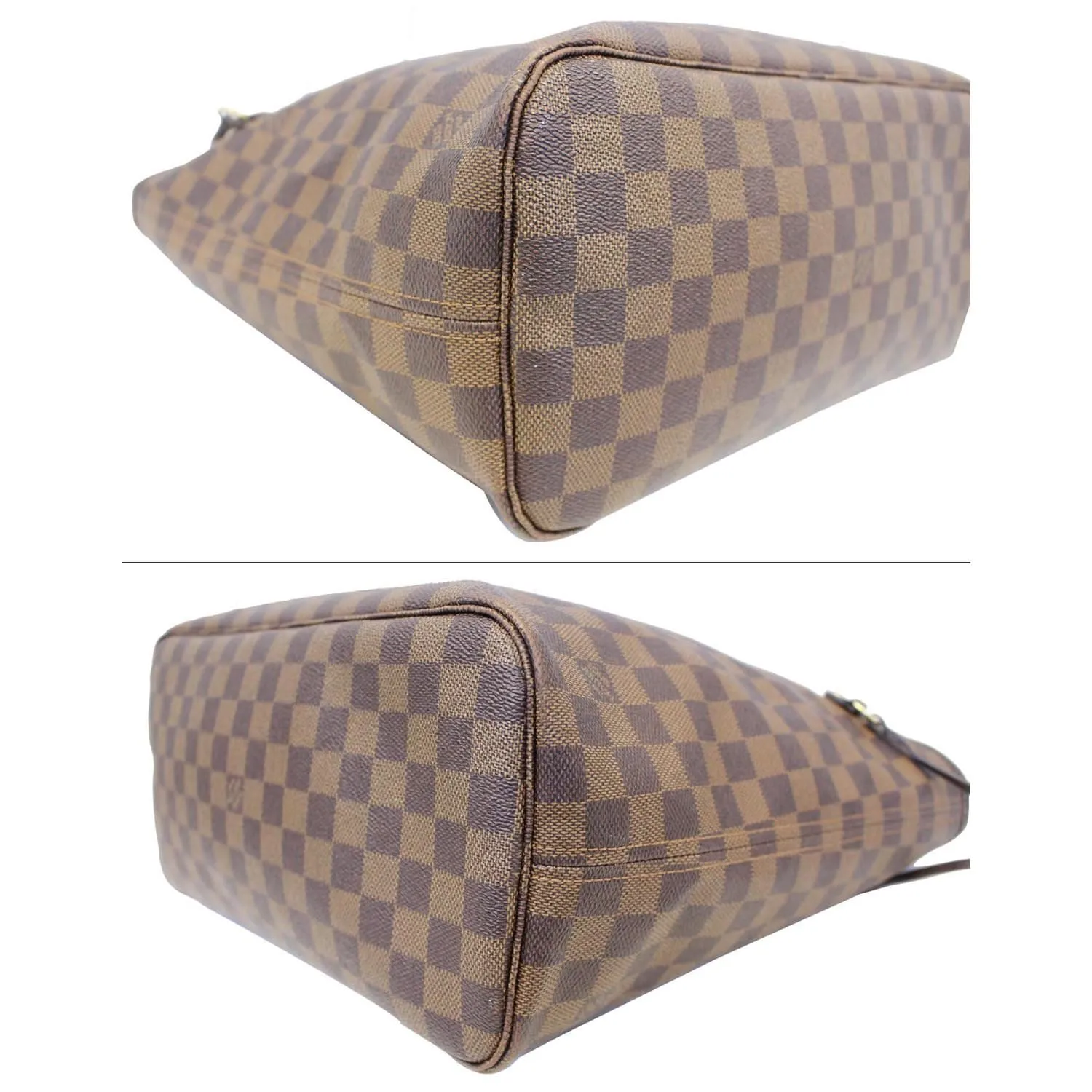 LOUIS VUITTON Neverfull MM Damier Ebene Tote Shoulder Bag Rose Ballerine