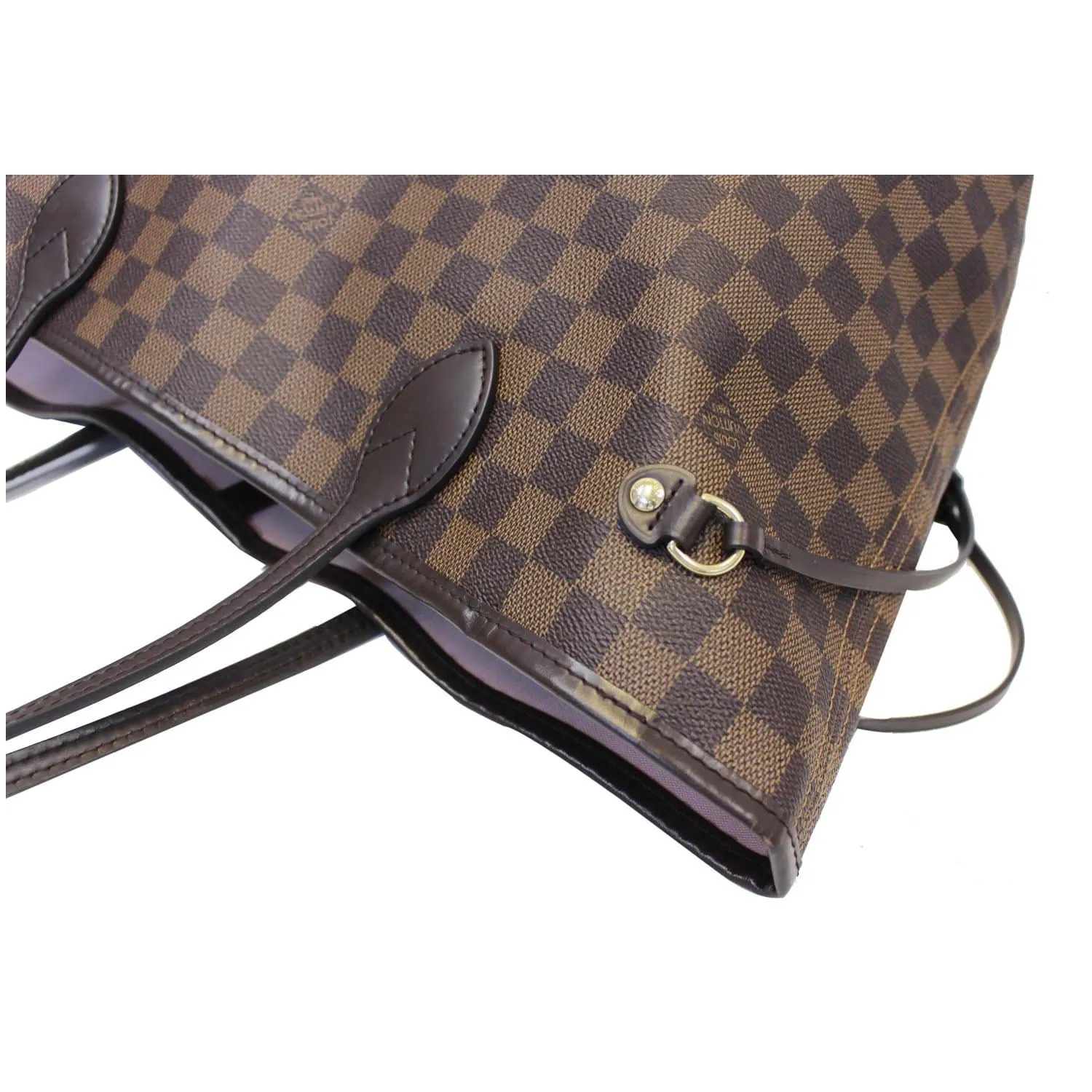 LOUIS VUITTON Neverfull MM Damier Ebene Tote Shoulder Bag Rose Ballerine