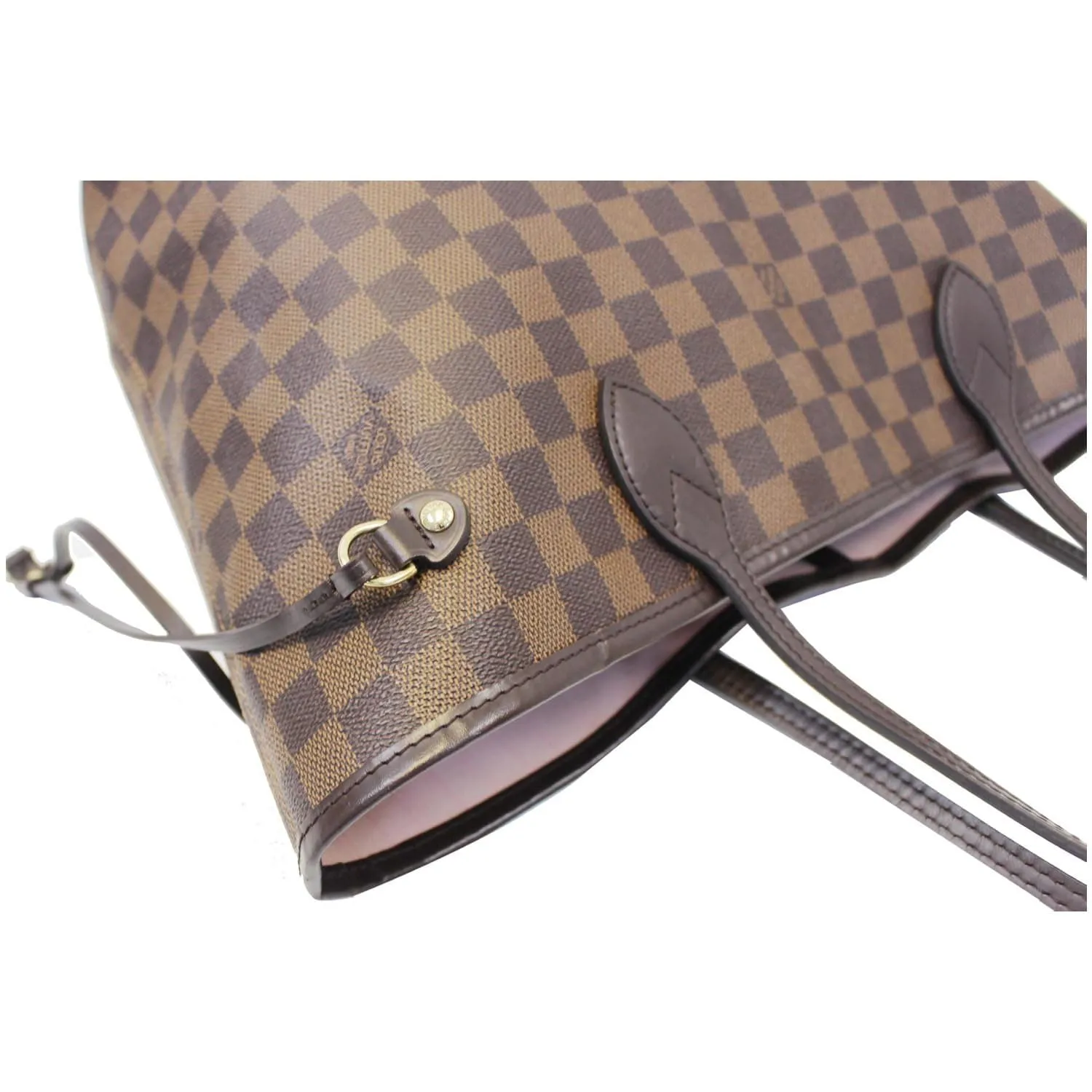 LOUIS VUITTON Neverfull MM Damier Ebene Tote Shoulder Bag Rose Ballerine