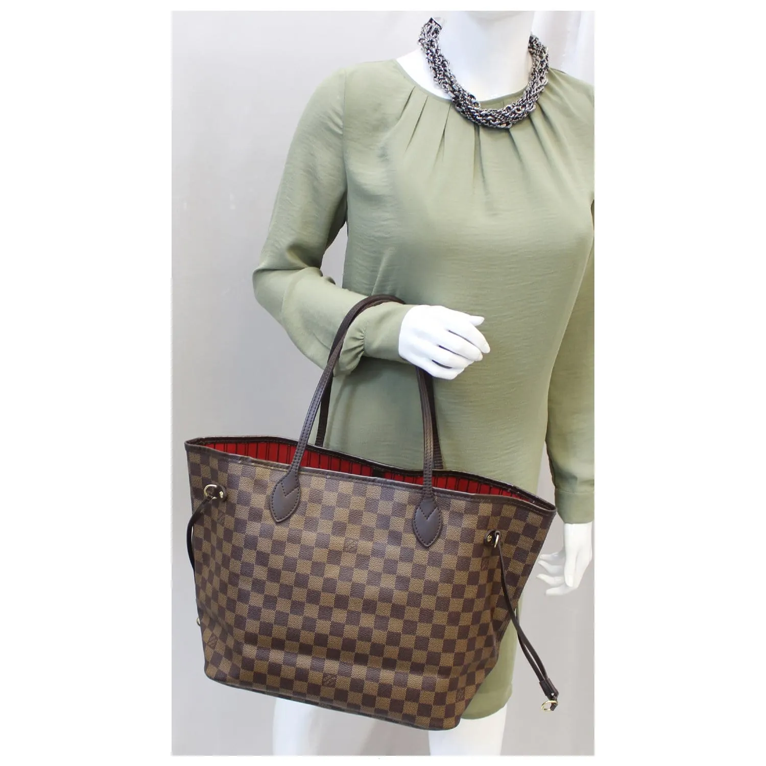 LOUIS VUITTON Neverfull MM Damier Ebene Tote Shoulder Bag