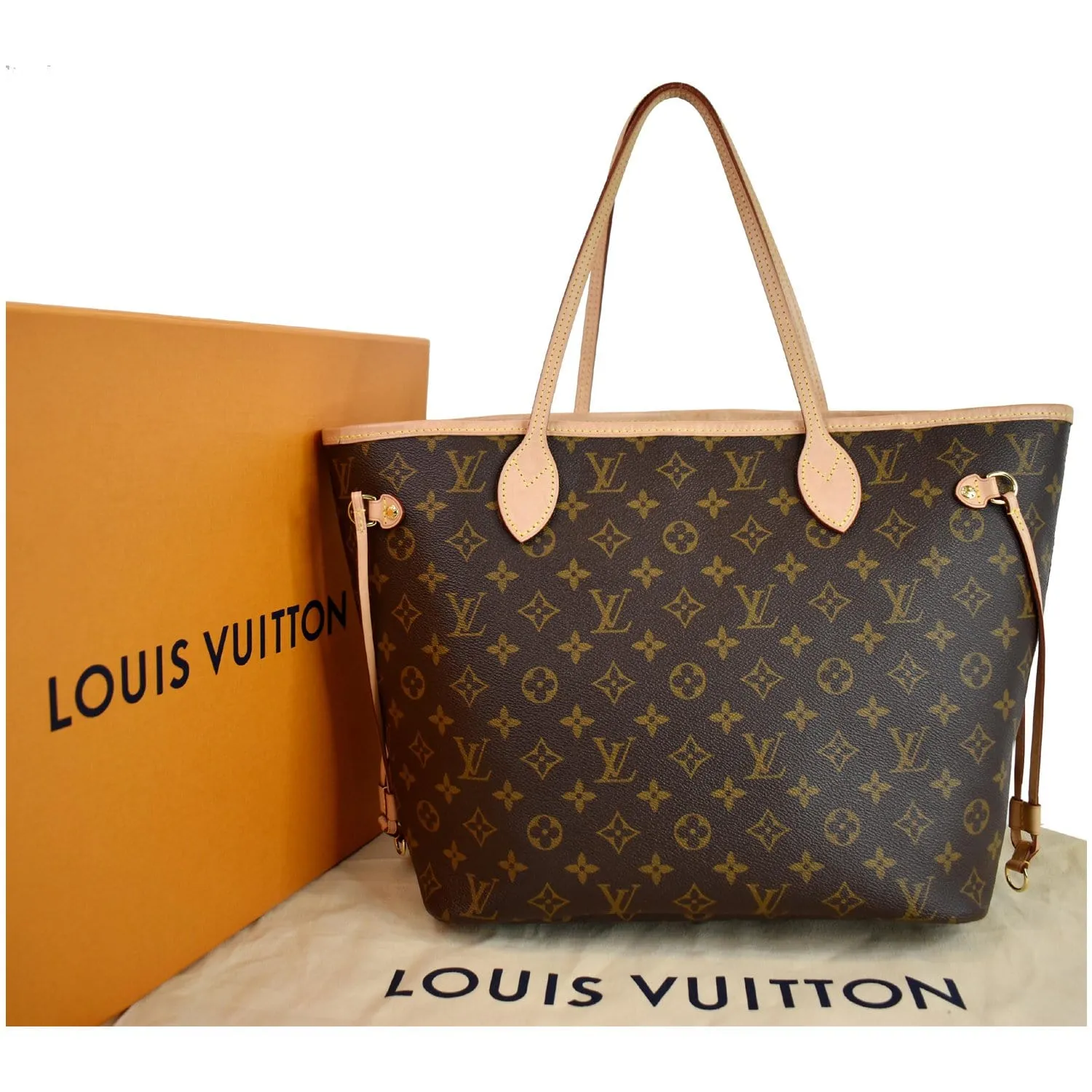 LOUIS VUITTON Neverfull MM Monogram Canvas Tote Shoulder Bag Brown