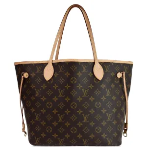 LOUIS VUITTON Neverfull MM Monogram Canvas Tote Shoulder Bag Brown