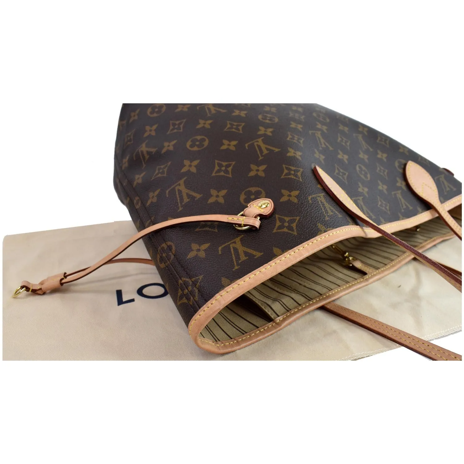 LOUIS VUITTON Neverfull MM Monogram Canvas Tote Shoulder Bag Brown