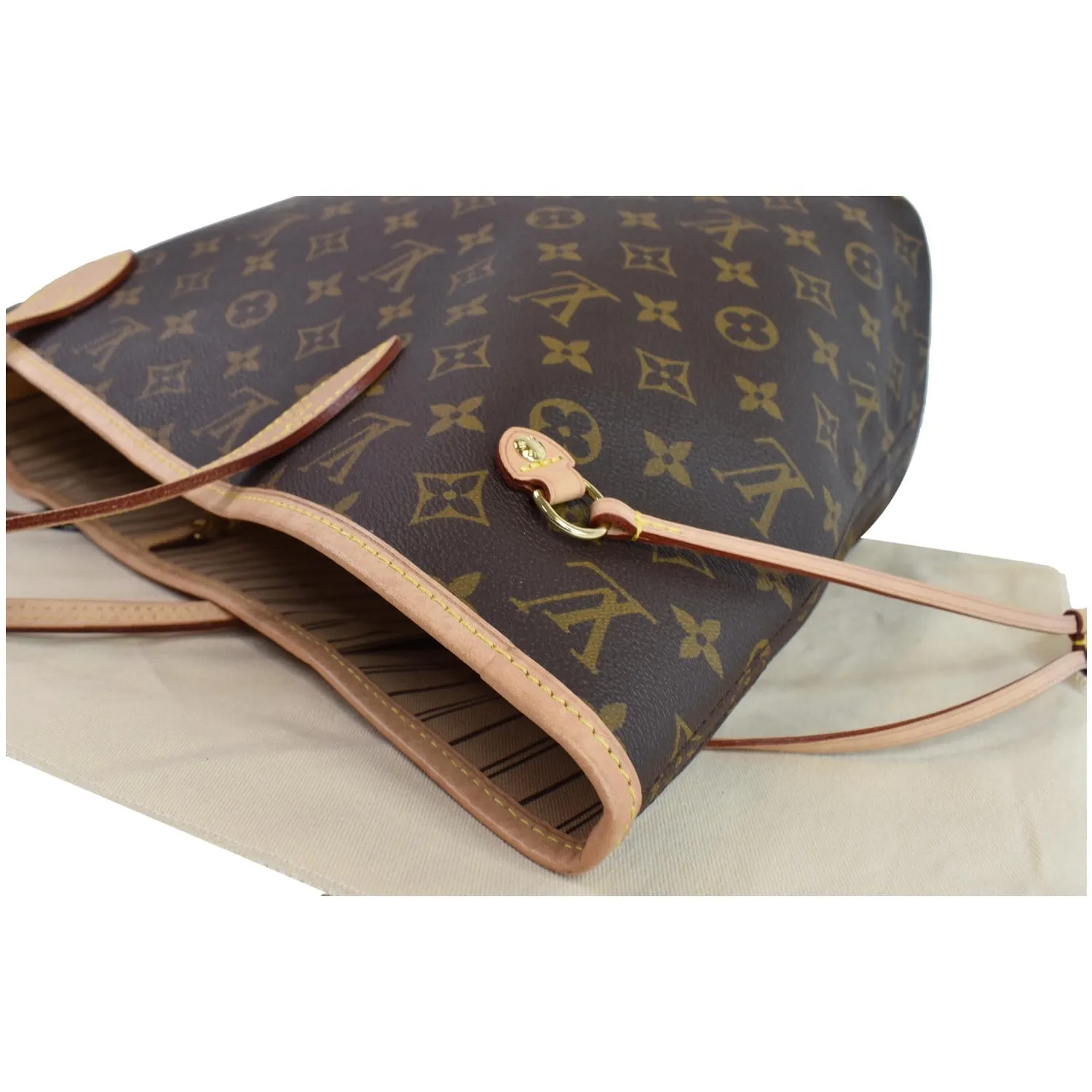 LOUIS VUITTON Neverfull MM Monogram Canvas Tote Shoulder Bag Brown