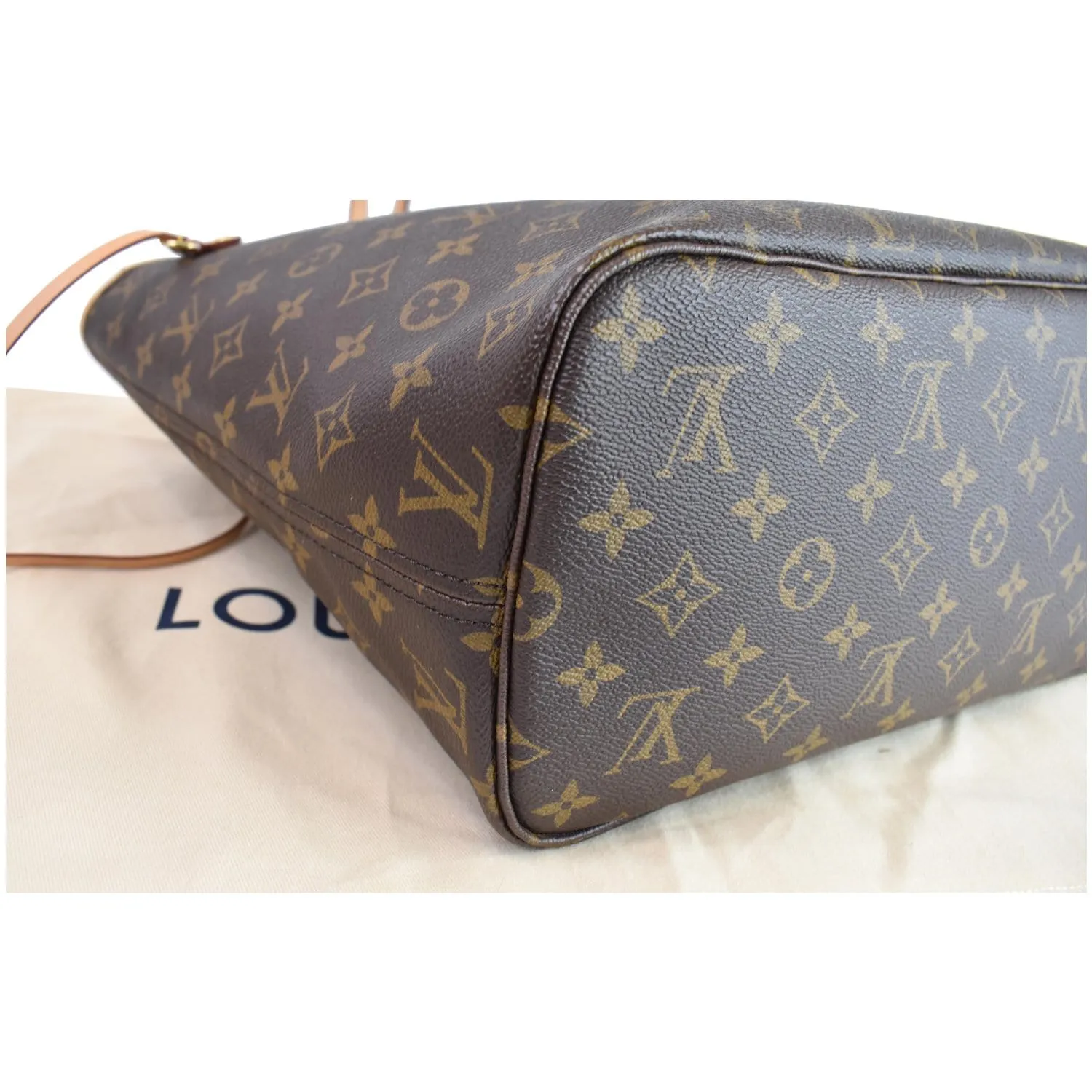 LOUIS VUITTON Neverfull MM Monogram Canvas Tote Shoulder Bag Brown