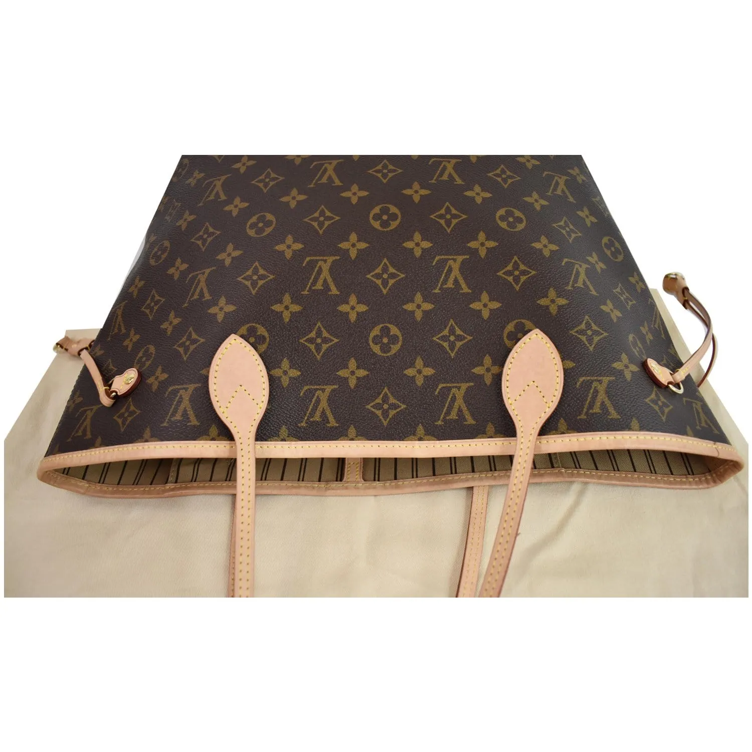 LOUIS VUITTON Neverfull MM Monogram Canvas Tote Shoulder Bag Brown