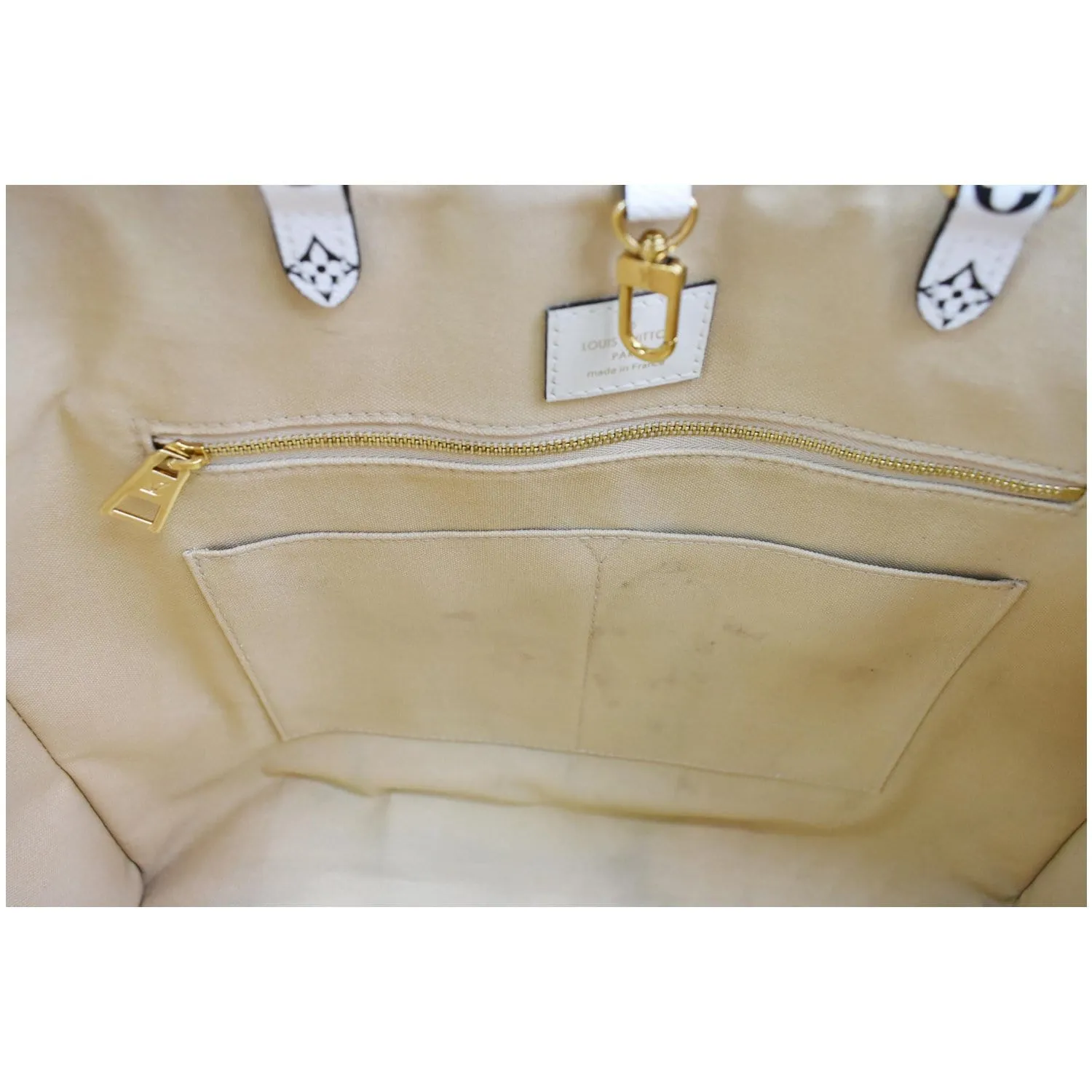 LOUIS VUITTON Onthego GM Giant Monogram Canvas Tote Shoulder Bag Khaki Green
