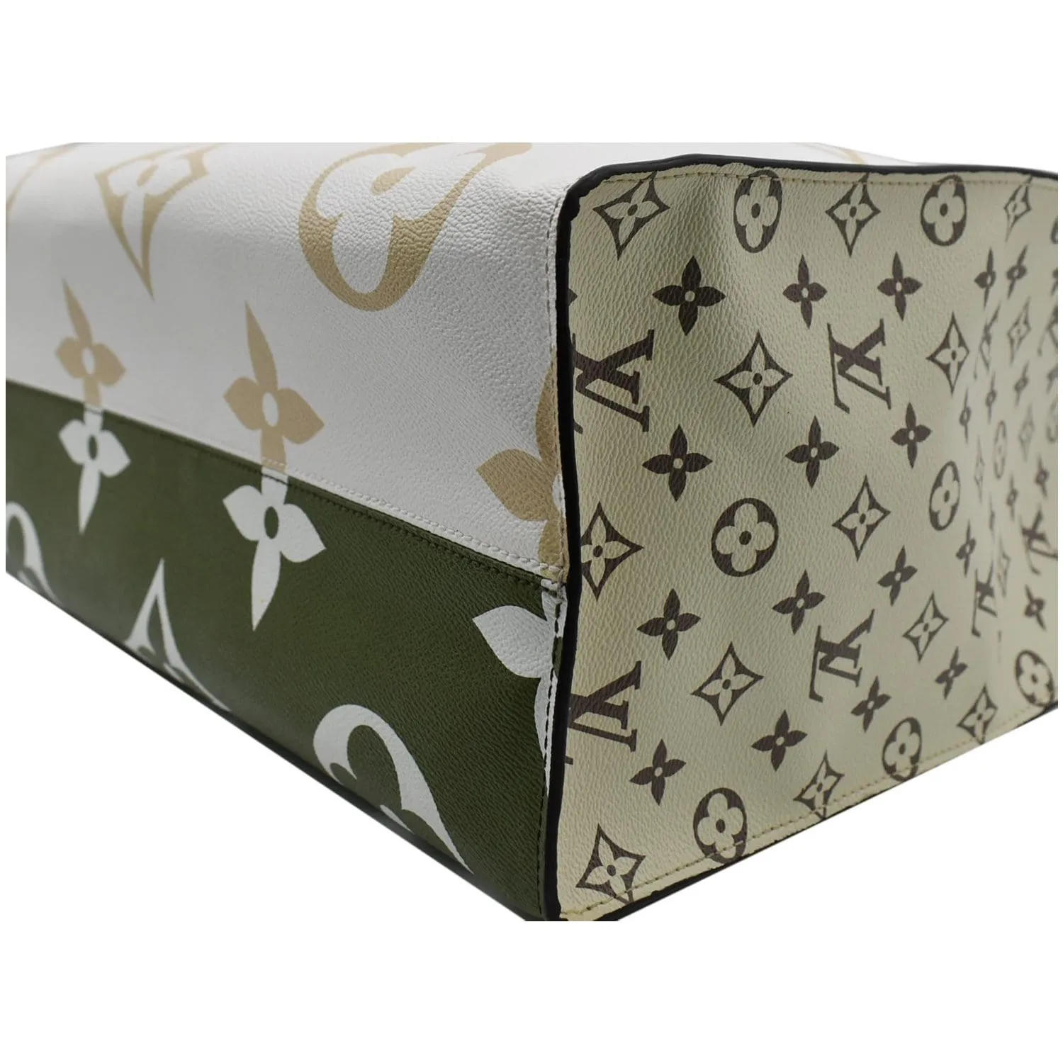 LOUIS VUITTON Onthego GM Giant Monogram Canvas Tote Shoulder Bag Khaki Green