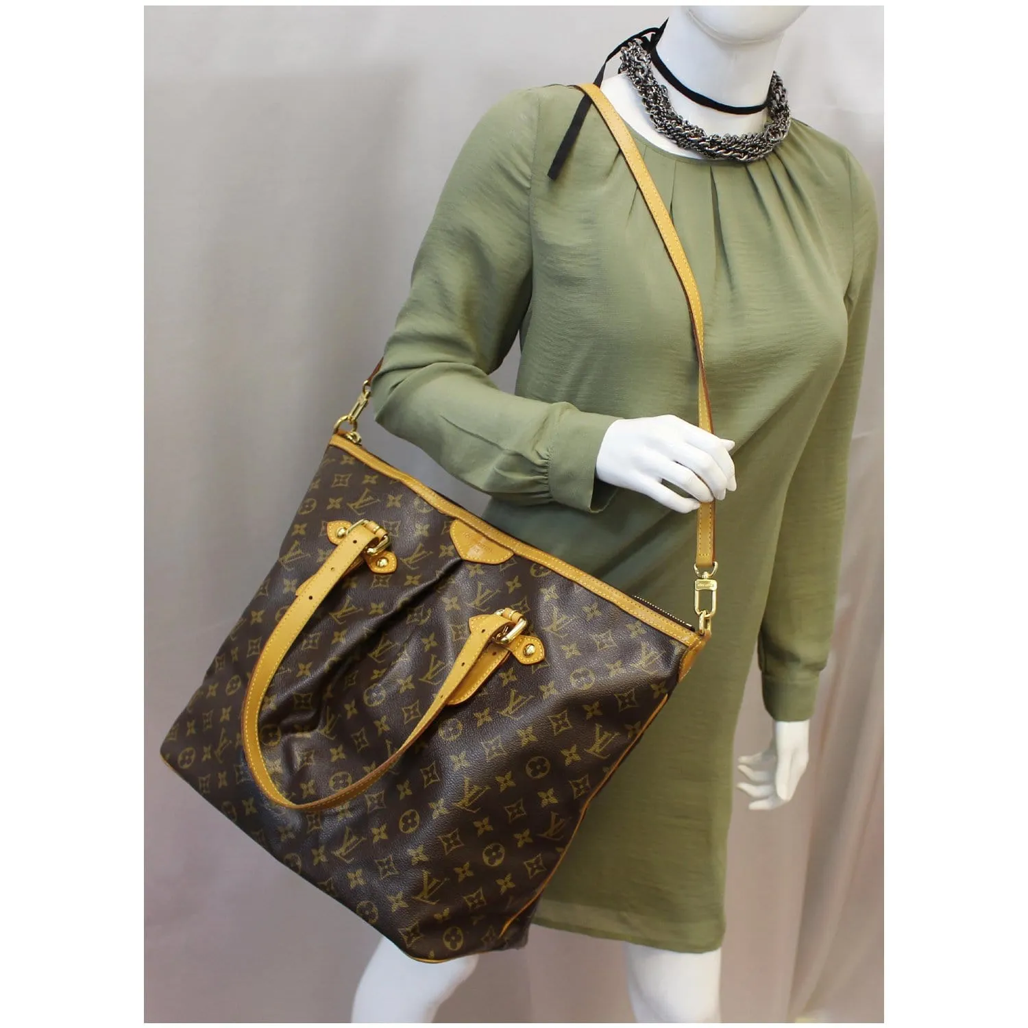 LOUIS VUITTON Palermo GM Monogram Canvas Tote Shoulder Bag Brown