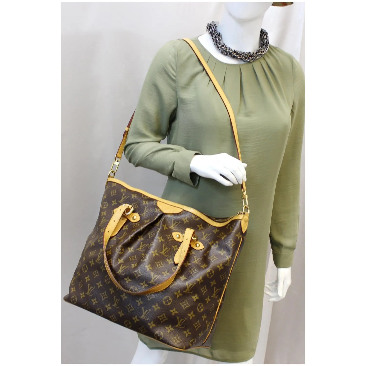 LOUIS VUITTON Palermo GM Monogram Canvas Tote Shoulder Bag Brown