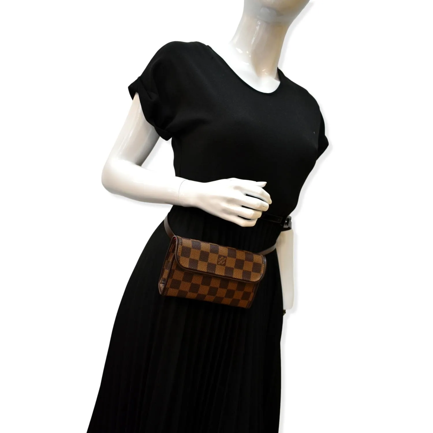 LOUIS VUITTON Pochette Florentine Damier Ebene Waist Bag Brown