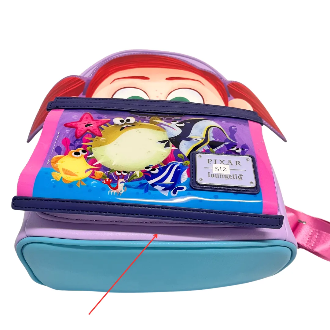 Loungefly Disney Pixar Darla Cosplay Mini Backpack DEFECTIVE #312