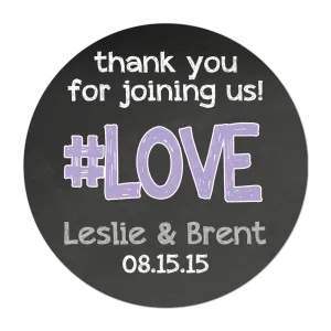 #Love Chalkboard Background Personalized Wedding Favor Sticker