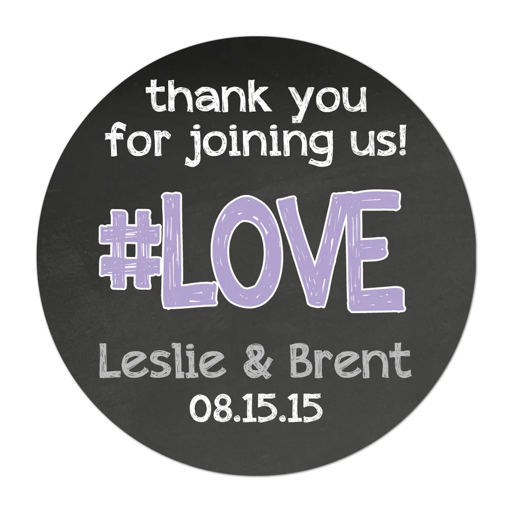 #Love Chalkboard Background Personalized Wedding Favor Sticker