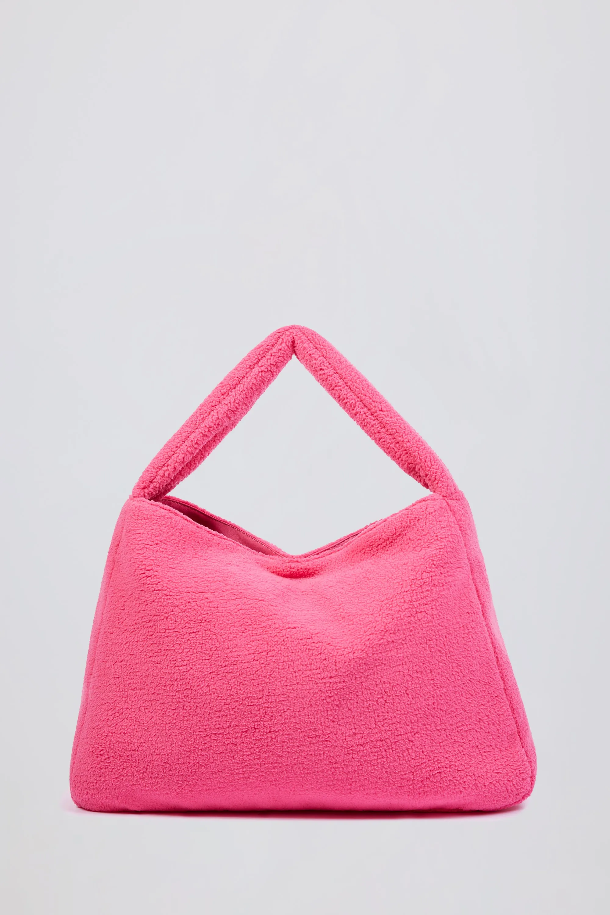 Loyal - Oversized Fleece Tote Bag in Hot Pink