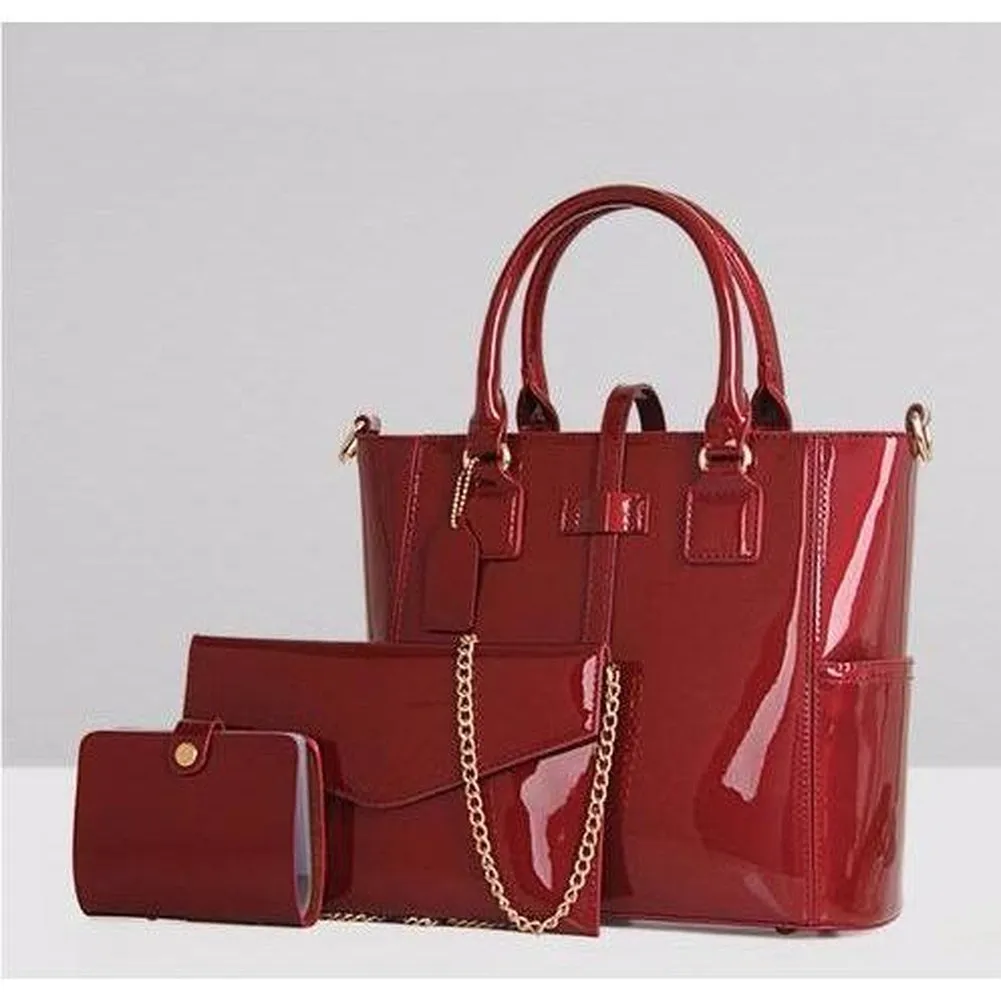 <bold>Tote Crossbody Bag & Purse Set <br>Vegan-Leather