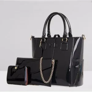 <bold>Tote Crossbody Bag & Purse Set <br>Vegan-Leather