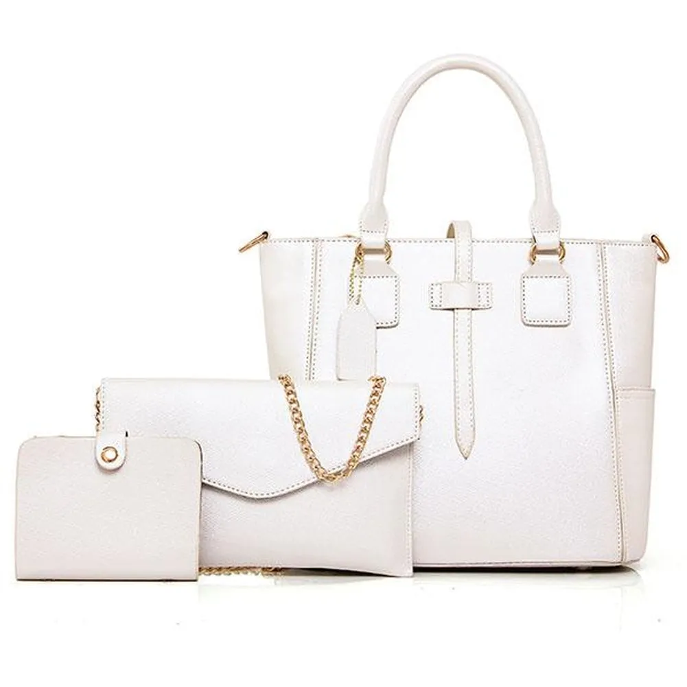 <bold>Tote Crossbody Bag & Purse Set <br>Vegan-Leather