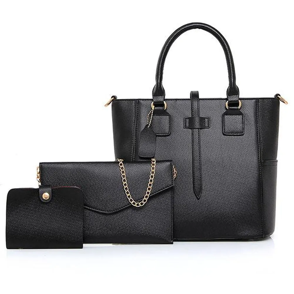 <bold>Tote Crossbody Bag & Purse Set <br>Vegan-Leather