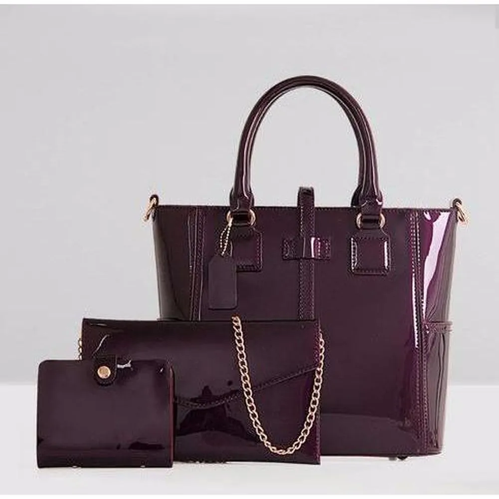 <bold>Tote Crossbody Bag & Purse Set <br>Vegan-Leather