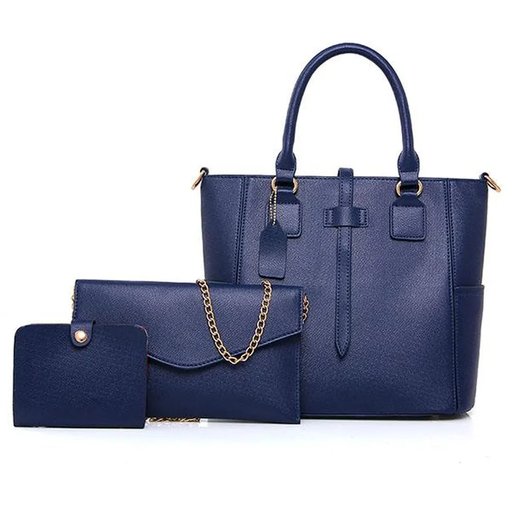 <bold>Tote Crossbody Bag & Purse Set <br>Vegan-Leather