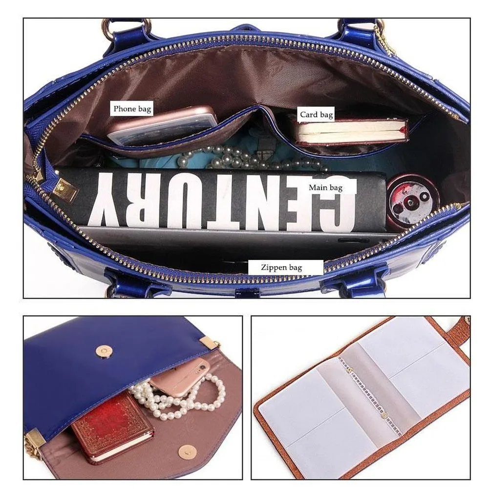 <bold>Tote Crossbody Bag & Purse Set <br>Vegan-Leather