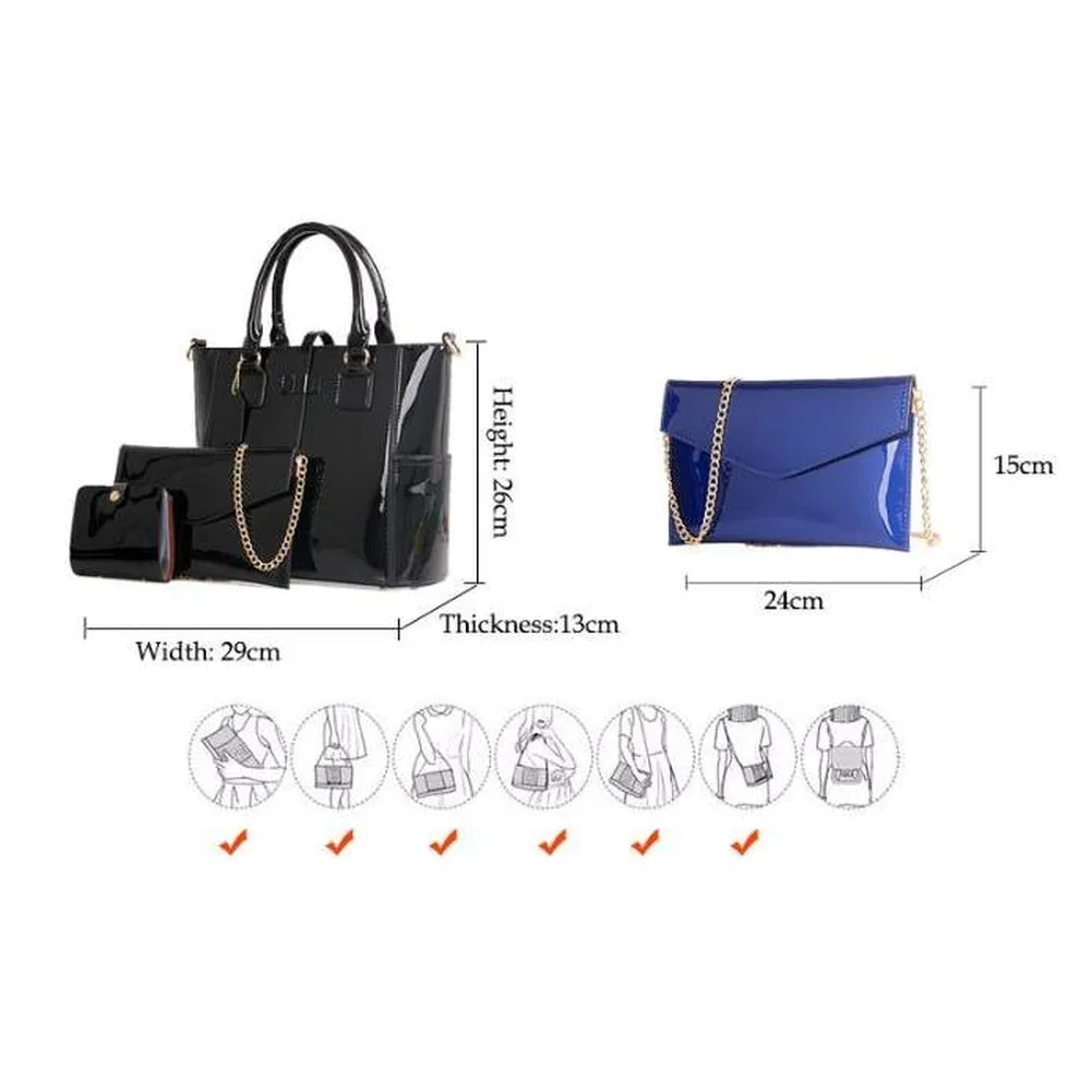 <bold>Tote Crossbody Bag & Purse Set <br>Vegan-Leather