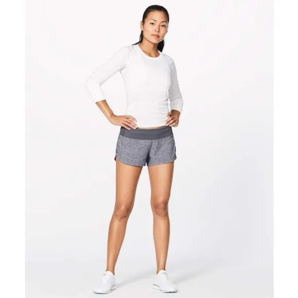Lululemon Speed Up Short (2.5&quot;)Heather Lux Multi Black / Dark Carbon Size 10