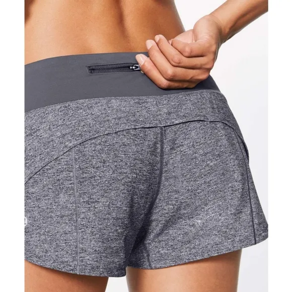 Lululemon Speed Up Short (2.5&quot;)Heather Lux Multi Black / Dark Carbon Size 10
