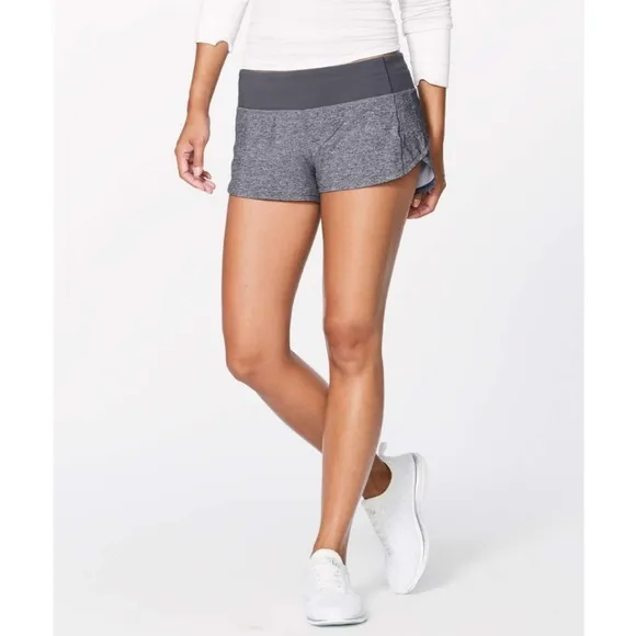 Lululemon Speed Up Short (2.5&quot;)Heather Lux Multi Black / Dark Carbon Size 10