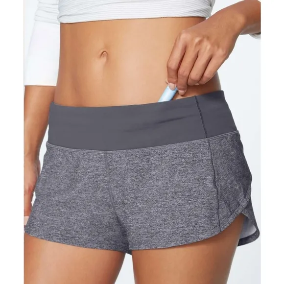 Lululemon Speed Up Short (2.5&quot;)Heather Lux Multi Black / Dark Carbon Size 10