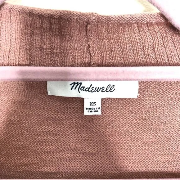MADEWELL Bradley Cardigan Sweater Dusty Rose {H49}