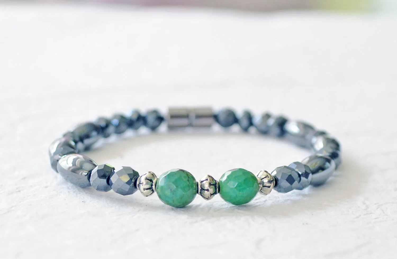 Magnetic Bracelet for Pain with Green Turquoise