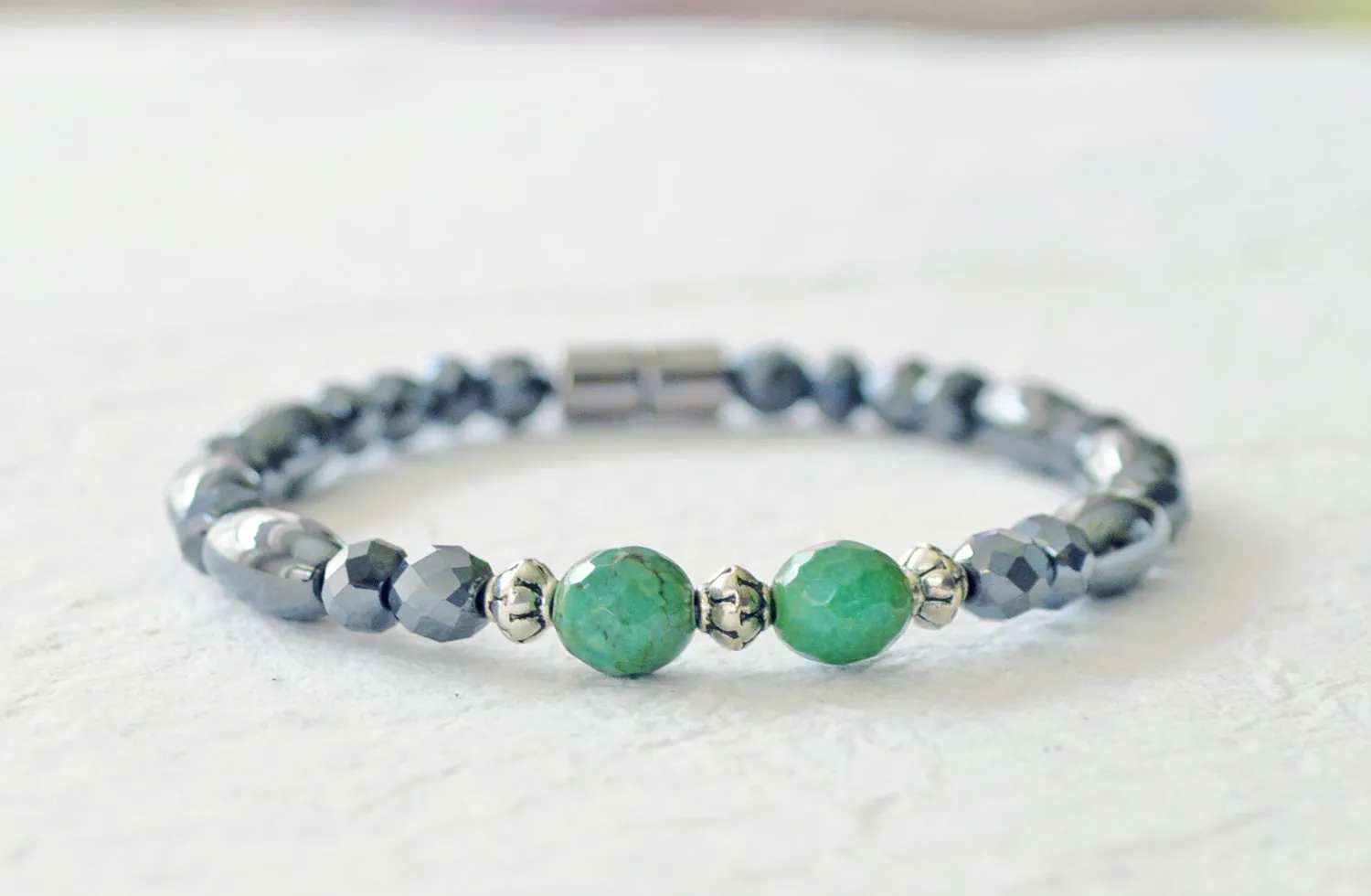Magnetic Bracelet for Pain with Green Turquoise