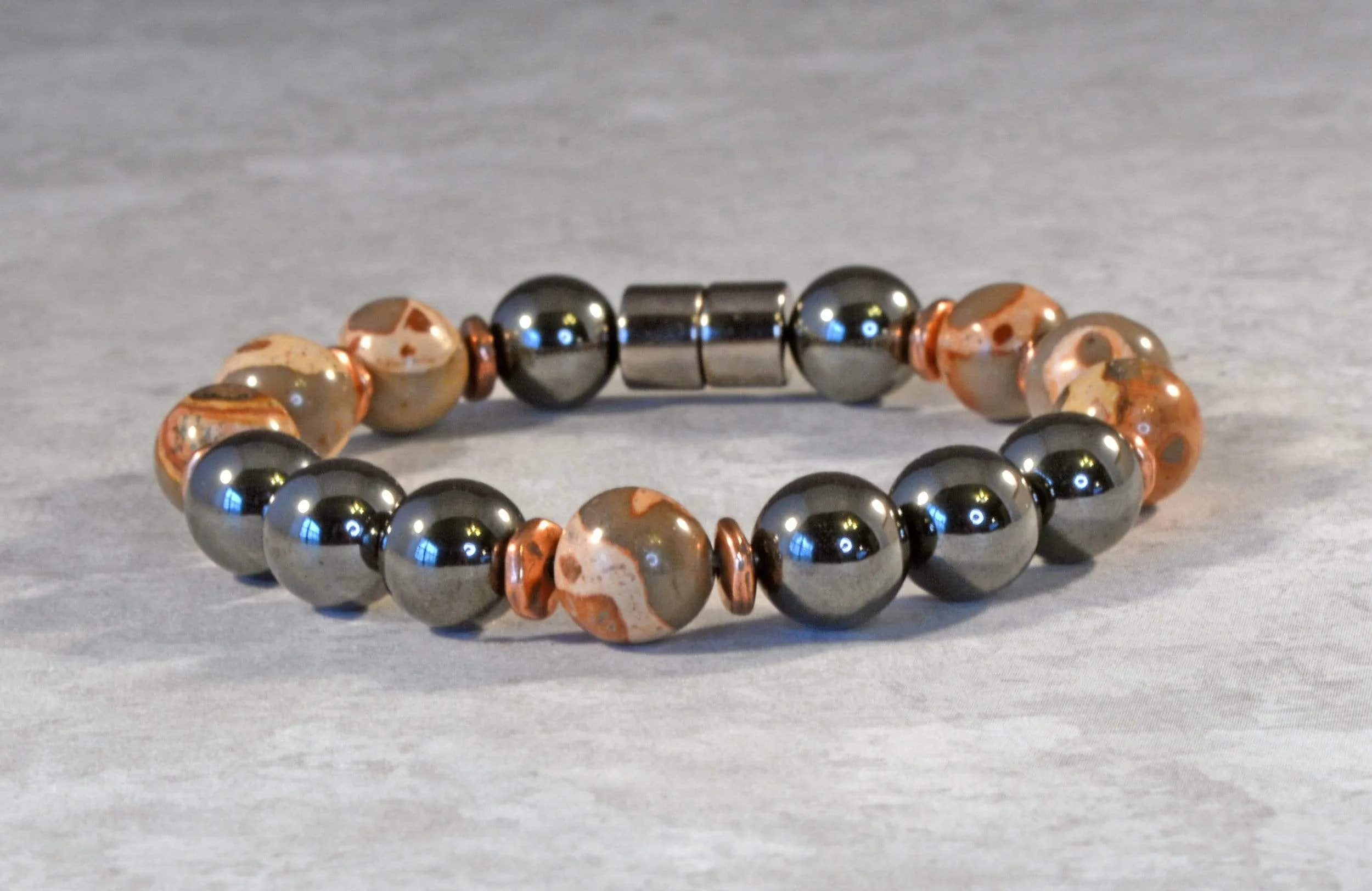 Magnetic Bracelet for Pain with Safari Jasper