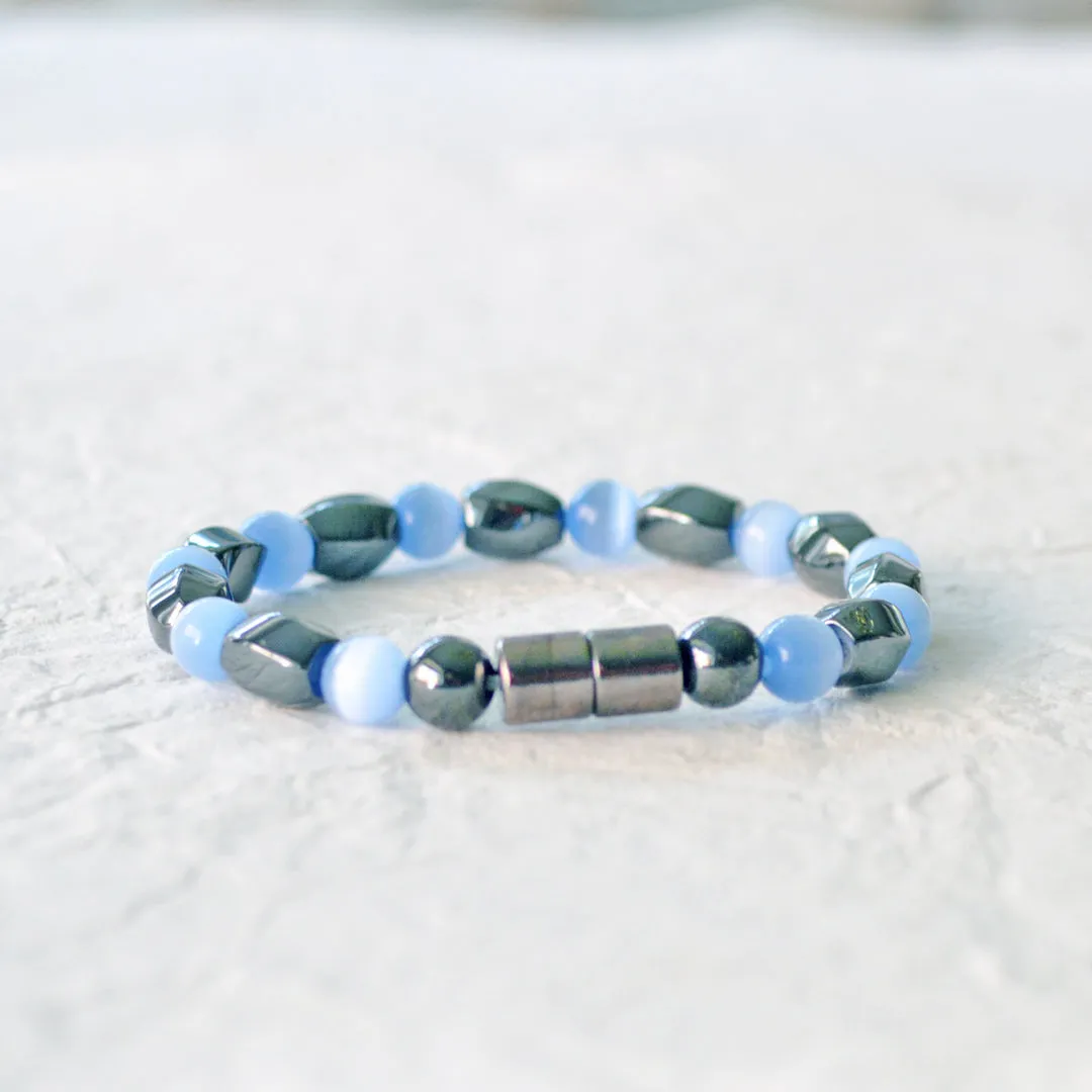 Magnetic Bracelet with Light Blue Cat's Eye