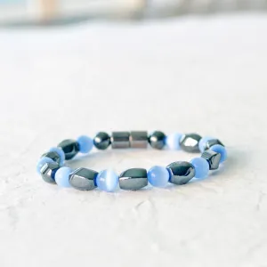 Magnetic Bracelet with Light Blue Cat's Eye