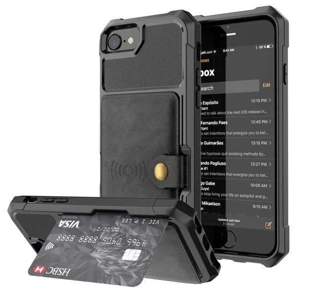 Magnetic Leather Phone Wallet Case