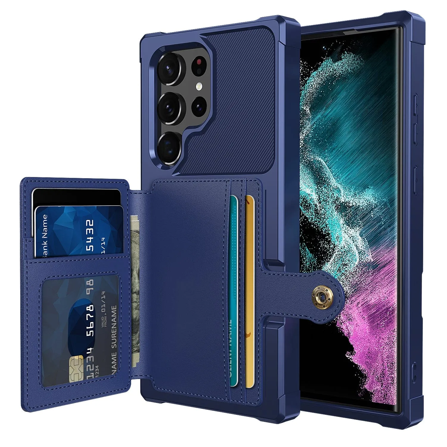 Magnetic Leather Wallet Case For Samsung Galaxy S