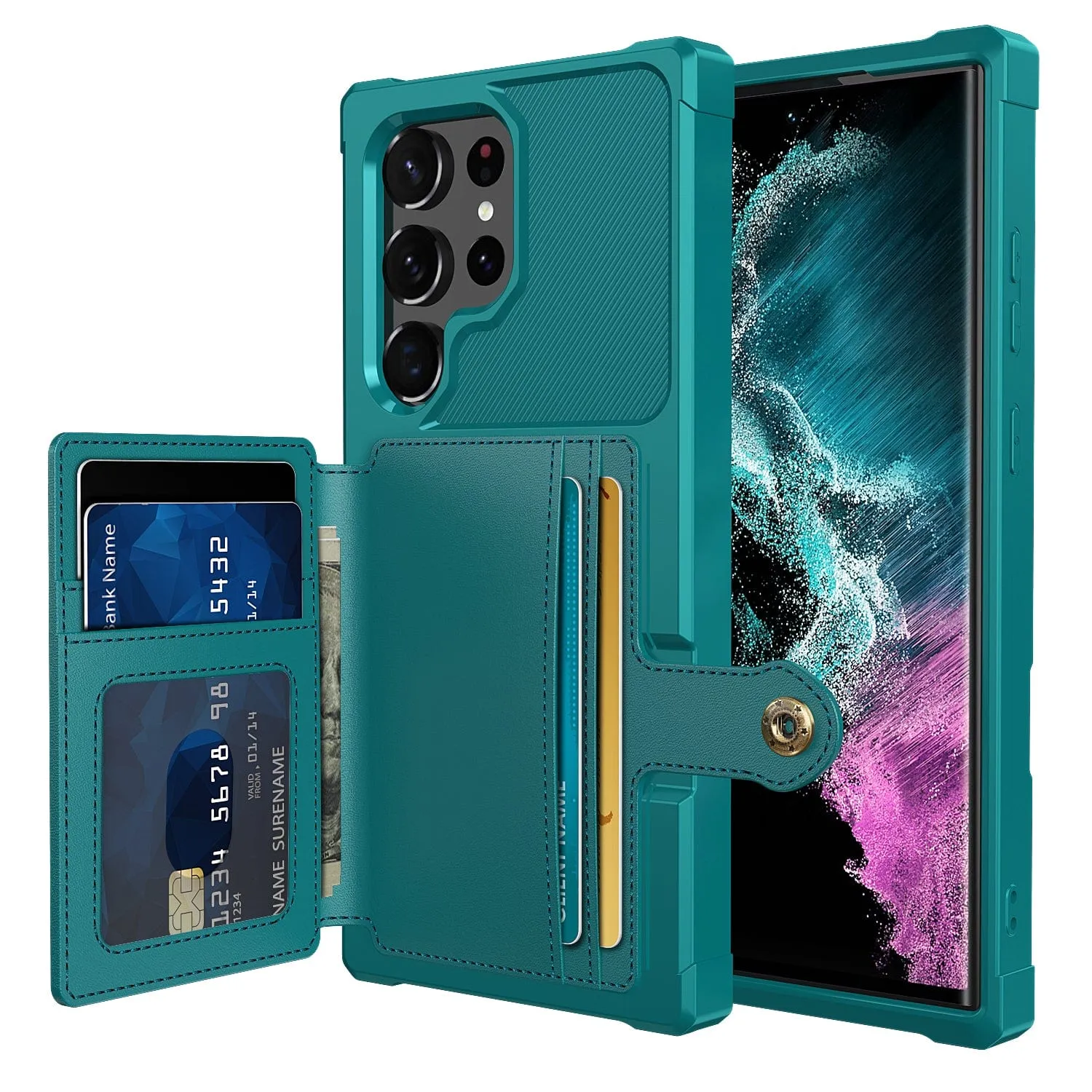 Magnetic Leather Wallet Case For Samsung Galaxy S