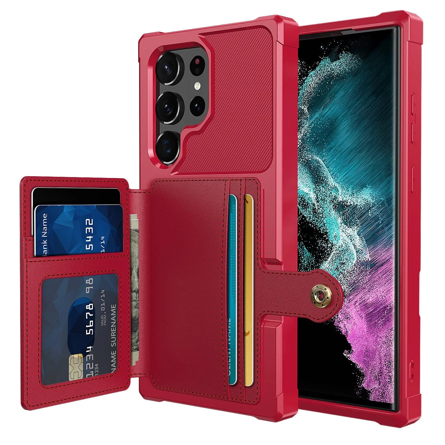 Magnetic Leather Wallet Case For Samsung Galaxy S