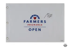 Max Homa Autographed Farmers Insurance Open Pin Flag UDA