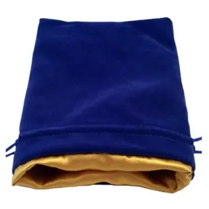 MDG Large Velvet Dice Bag with Gold Satin Lining - Blue