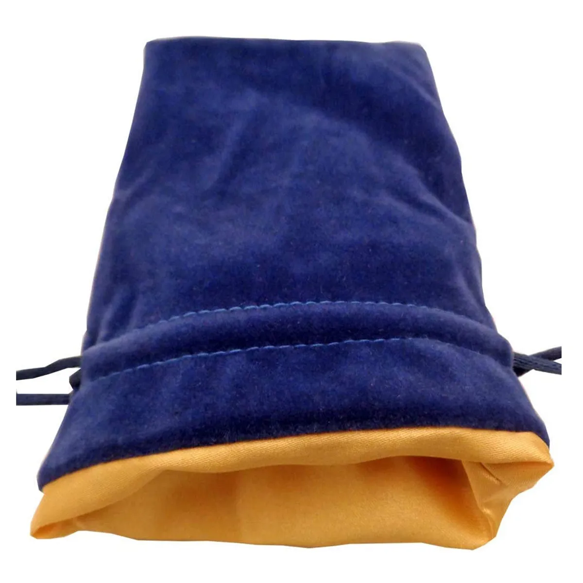 MDG Large Velvet Dice Bag with Gold Satin Lining - Blue