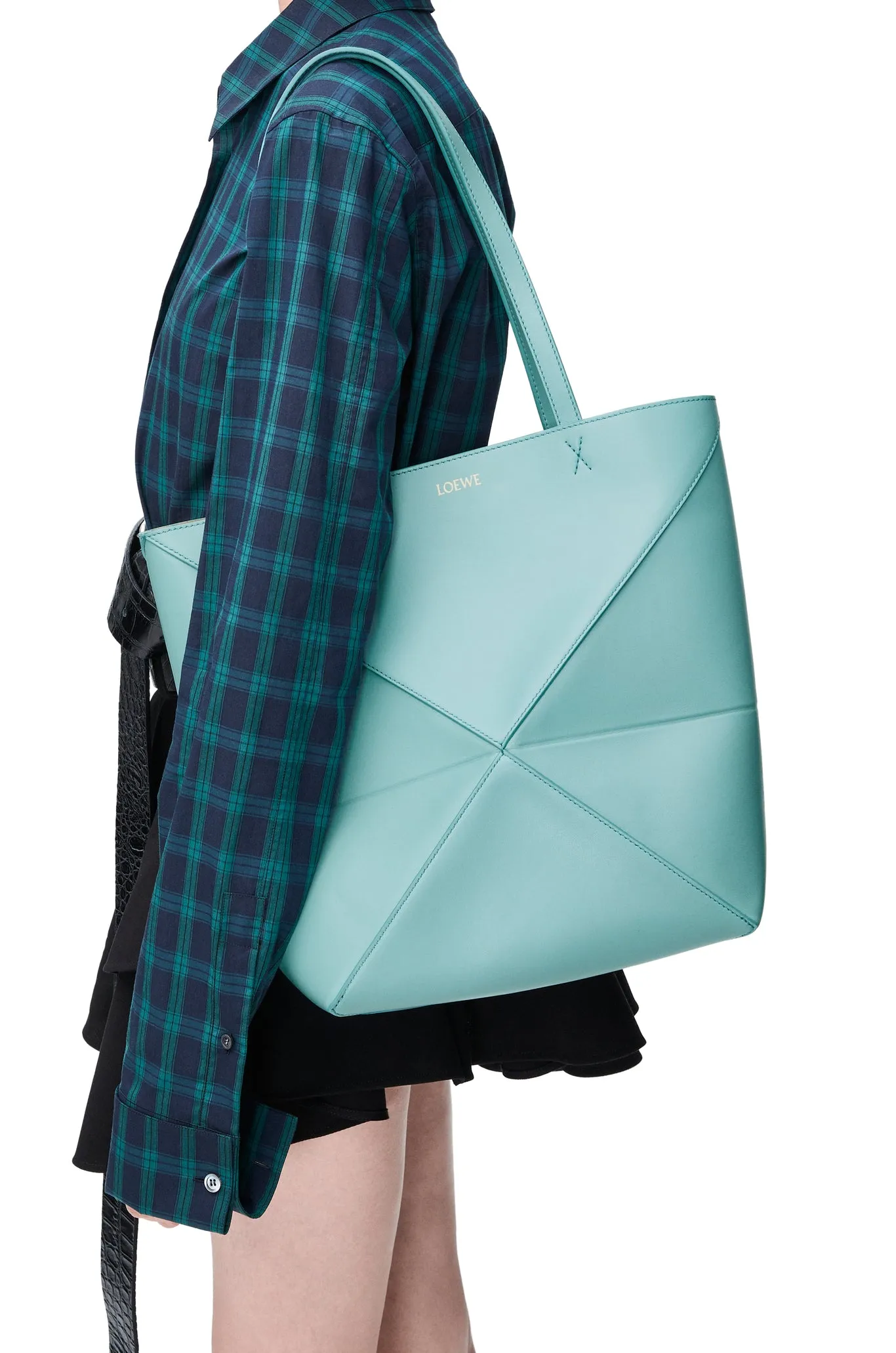 Medium Puzzle Fold Tote In Shiny Calfskin